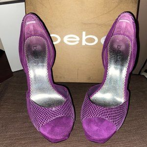 Bebe Clover Plum Snakeskin Platform Heel Size 7 Never Worn
